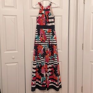 Eliza J floral striped pleated dress